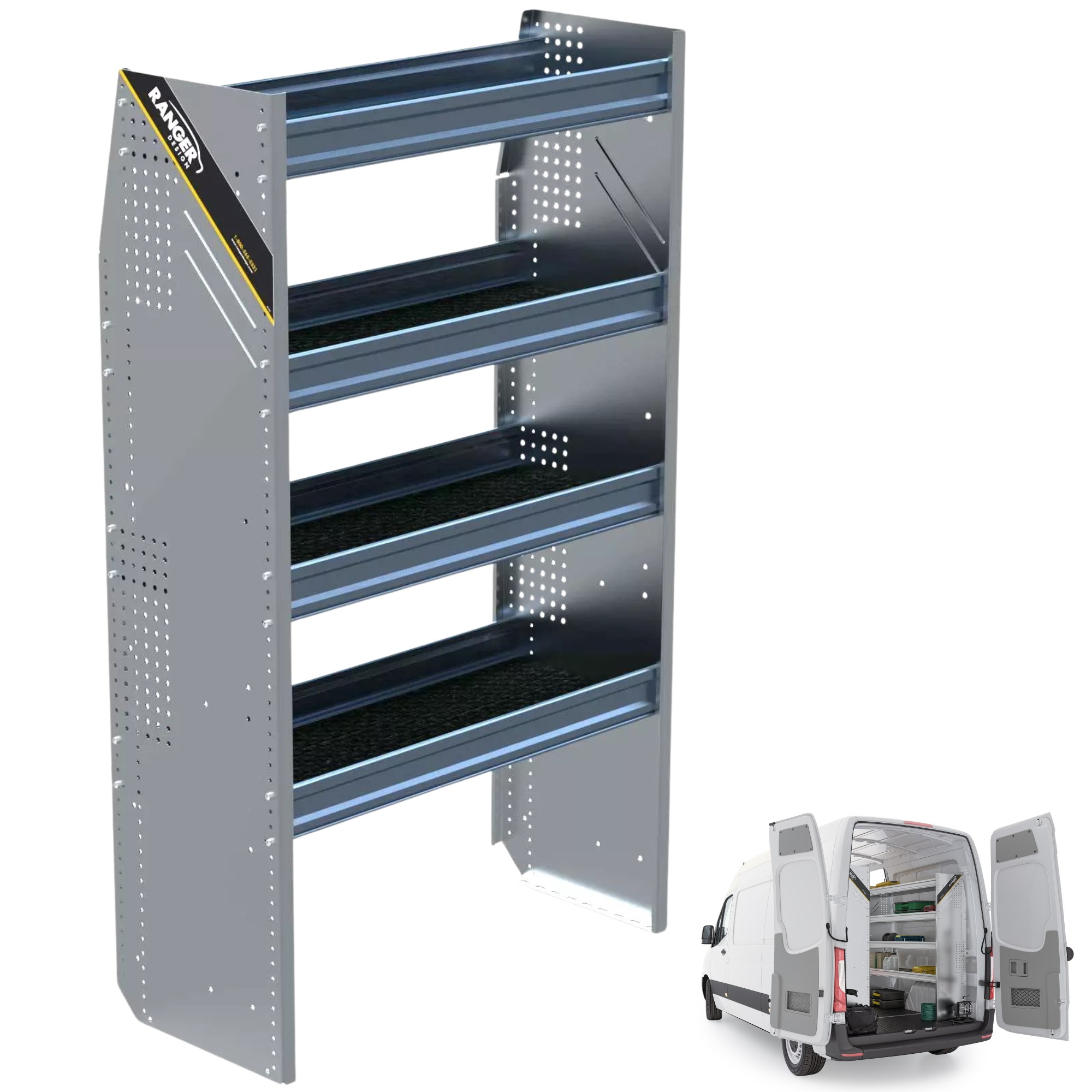 N5 Composite Aluminum Van Shelving, 36″ Wide, 4 Trays – N5-RA36-4C ...